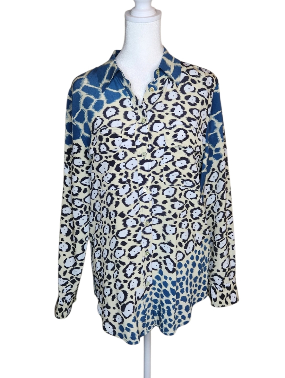 Equipment 100% Silk Mixed Animal Print Button Down Blouse Size Small